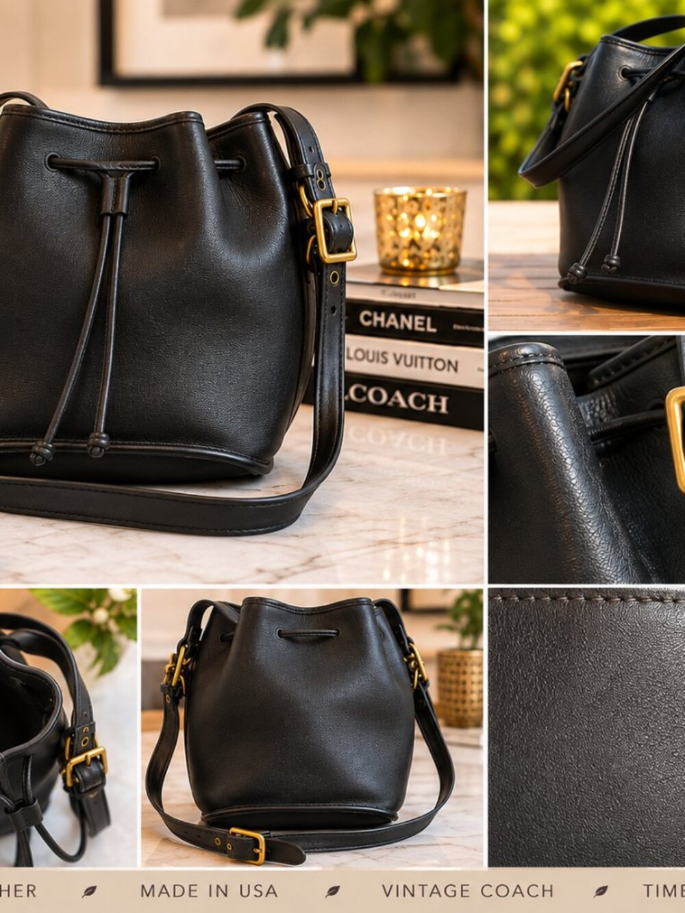 Vintage Coach 9952 Genuine Leather Shoulder Bag 1990s Excellent Condition